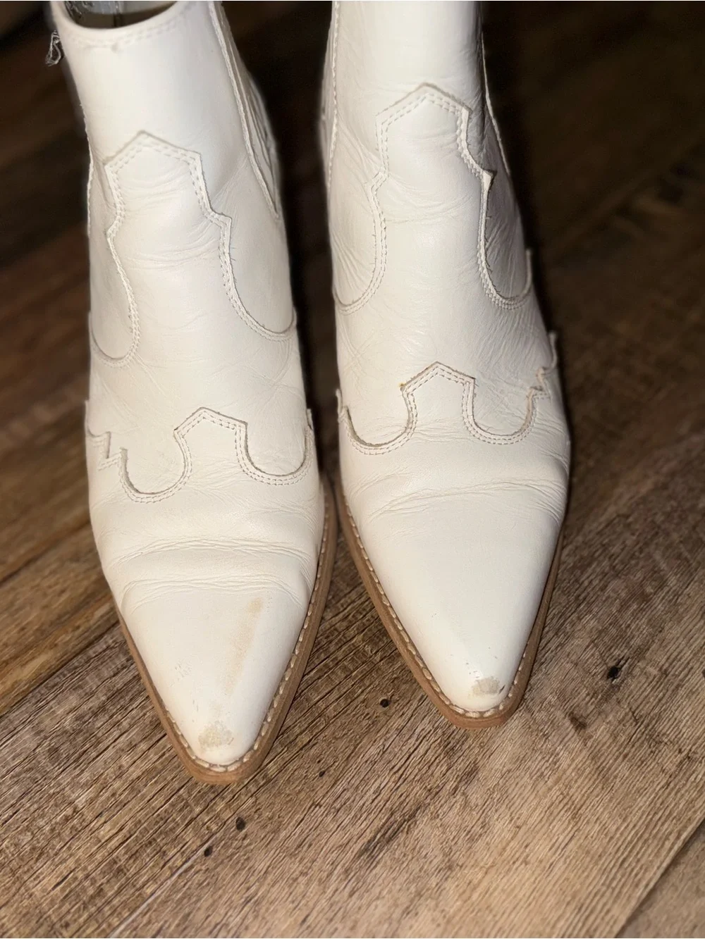 sam edelman White Pointed-Toe Western Ankle Boots - Women size 8